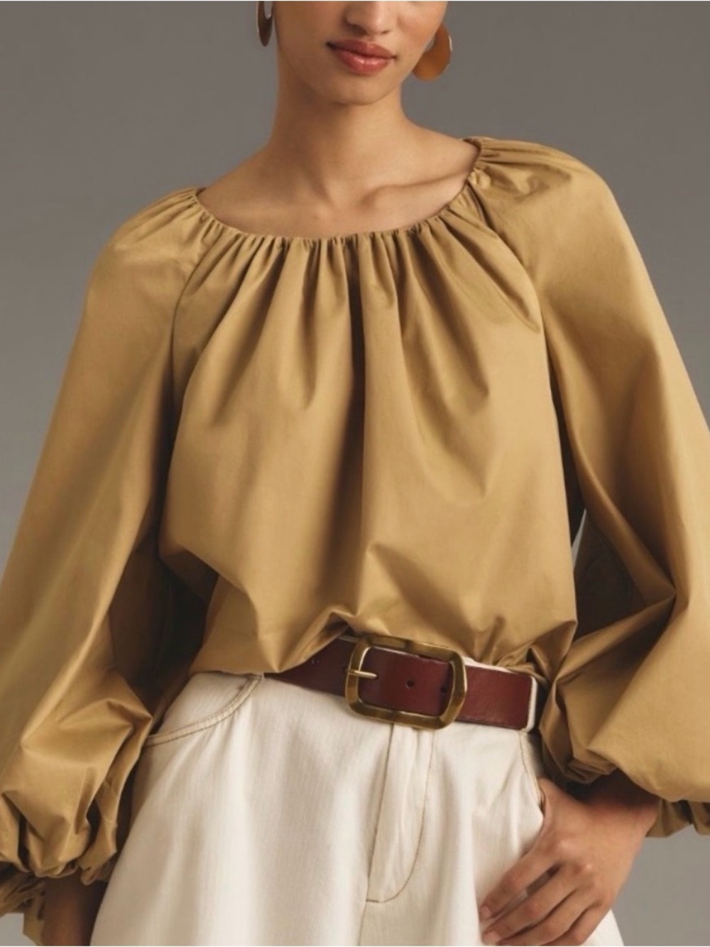 Anthropologie Mare Mare Long-Sleeve Crew-Neck Blouse
